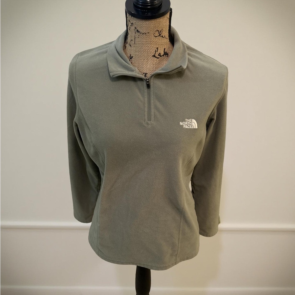 The North Face Women's Large TKA 100 Glacier Fleece 1/4 Zip Pullover Sage Green - Picture 8 of 10